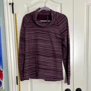 Striped Cowl Neck Long Sleeve Top - Plum, Kuhl, XL